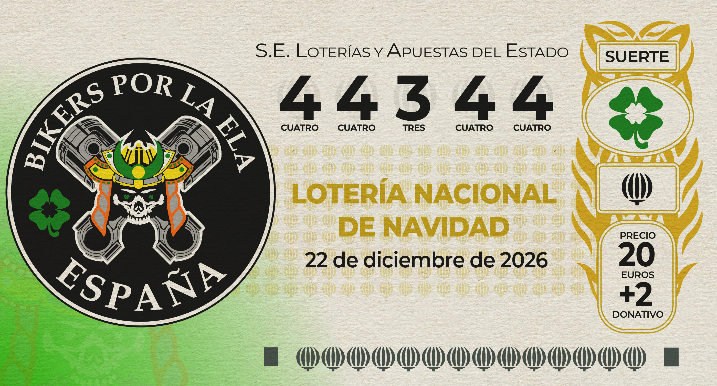 Décimo de Lotería de Navidad de Bikers por la Ela España